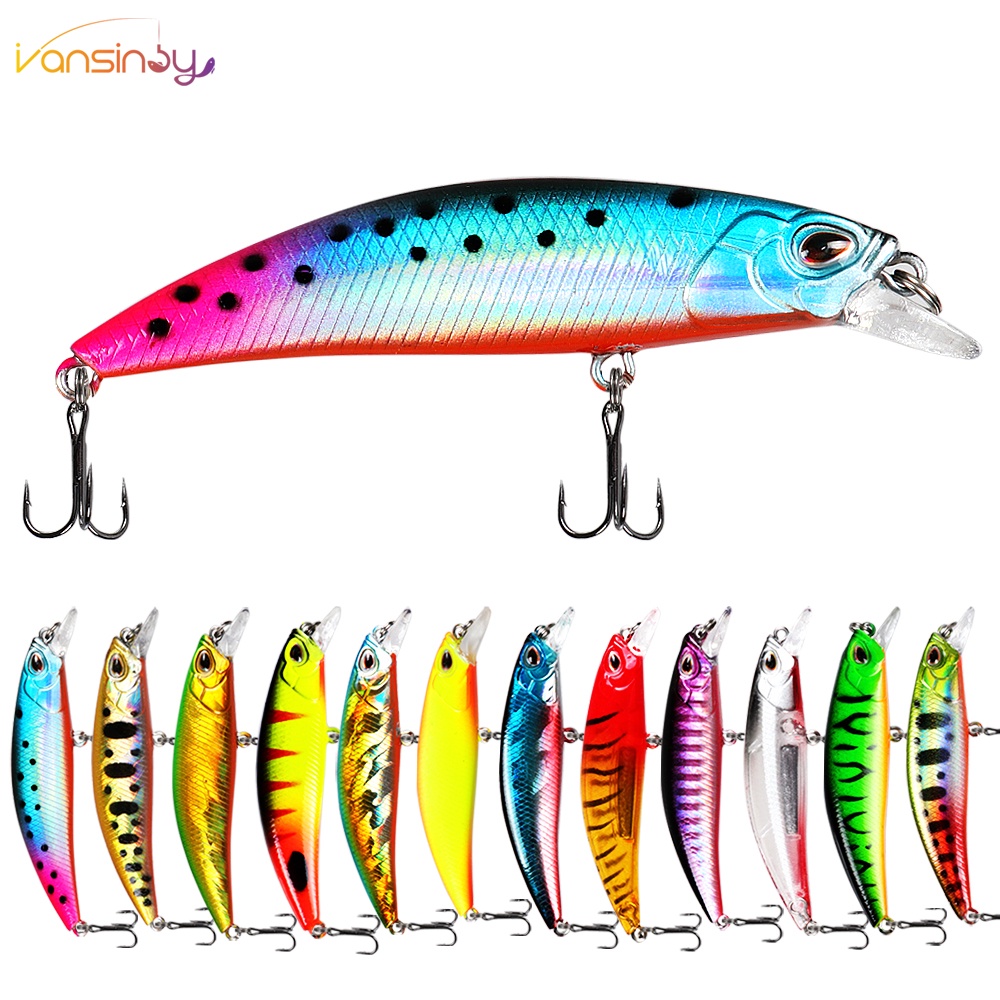 Umpan Pancing 6.5cm 5g/7g Sinking Minnow Air Ikan Kecil Tenggelam Long Throw Lure Umpan Keras Ikan Kecil 3D Mata Laser Troli Plastik Buzz Umpan Umpan Dengan 2trible Hook