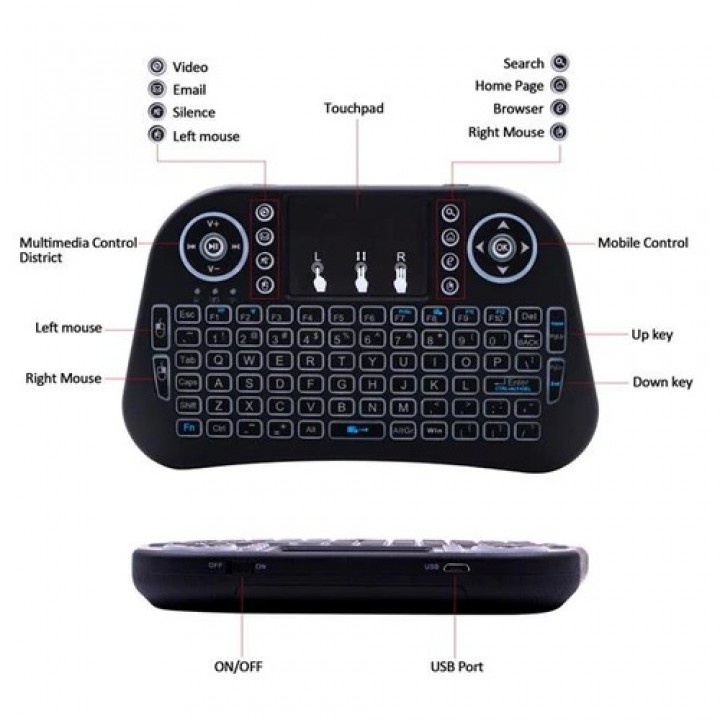 158 i10 Plus - Mini Wireless Keyboard and Touchpad RGB Backlit