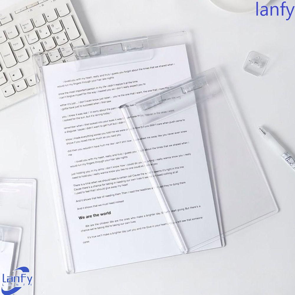 Lanfy Papan Klip Tulisan Korean INS Menu Folder File Transparan Dengan Skala Graduated Paper Organizer Untuk Stationary