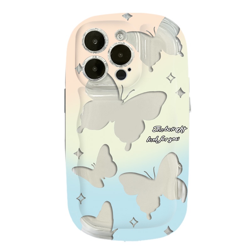 IPHONE Butterfly Casing Ponsel Transparan Kompatibel Untuk Iphone14 13 12 11 Pro Max7 +8 Plus XS X XR Casing Silikon Shockproof Cover Cell Precticer