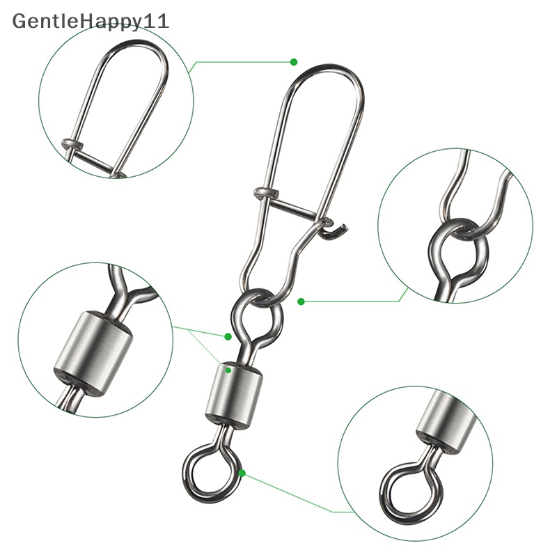 Gentlehappy Konektor Pancing Stainless Steel Pin Bearing Rolling Swivel Snap Pins Fishing id