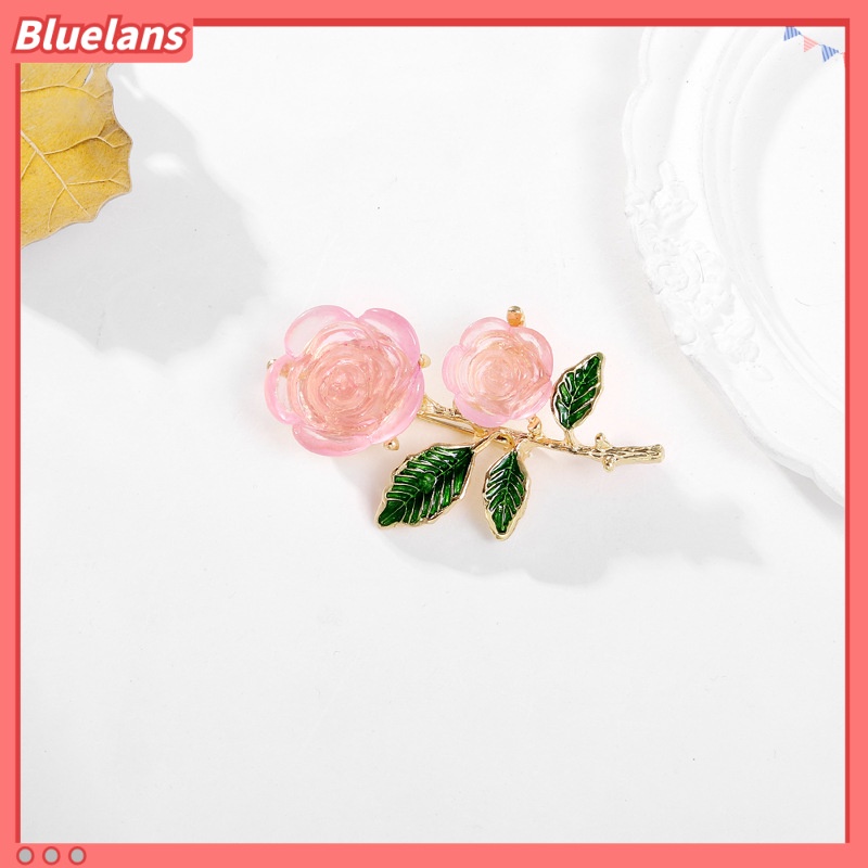 [BLS] Bros Bunga Fashion Drop Oil Drop Daun Hijau Wanita Es Kristal Bubuk Penembus Bermutu Tinggi Korsase Jas Aksesoris Bros