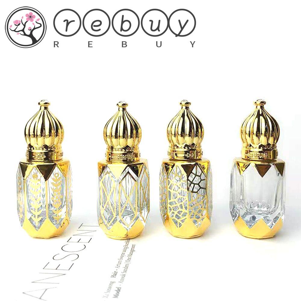 Rebuy Botol Parfum Professional Golden Beauty Roll on Essential Oil Bottle Kosmetik Sample Test Wadah Gaya Mewah Botol Isi Ulang