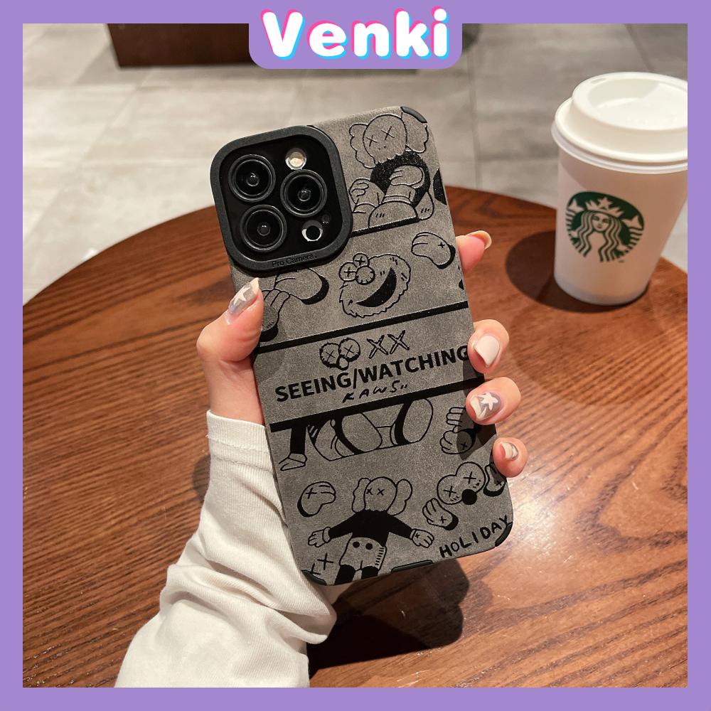 VENKI - Untuk iPhone 11 Case Leather Pupil Suede Case Soft Shockproof Phone Case Perlindungan Kamera Kartun Klasik Kompatibel dengan iPhone 14 13 Pro max 12 Pro max xr xs 7Plus 8Plus