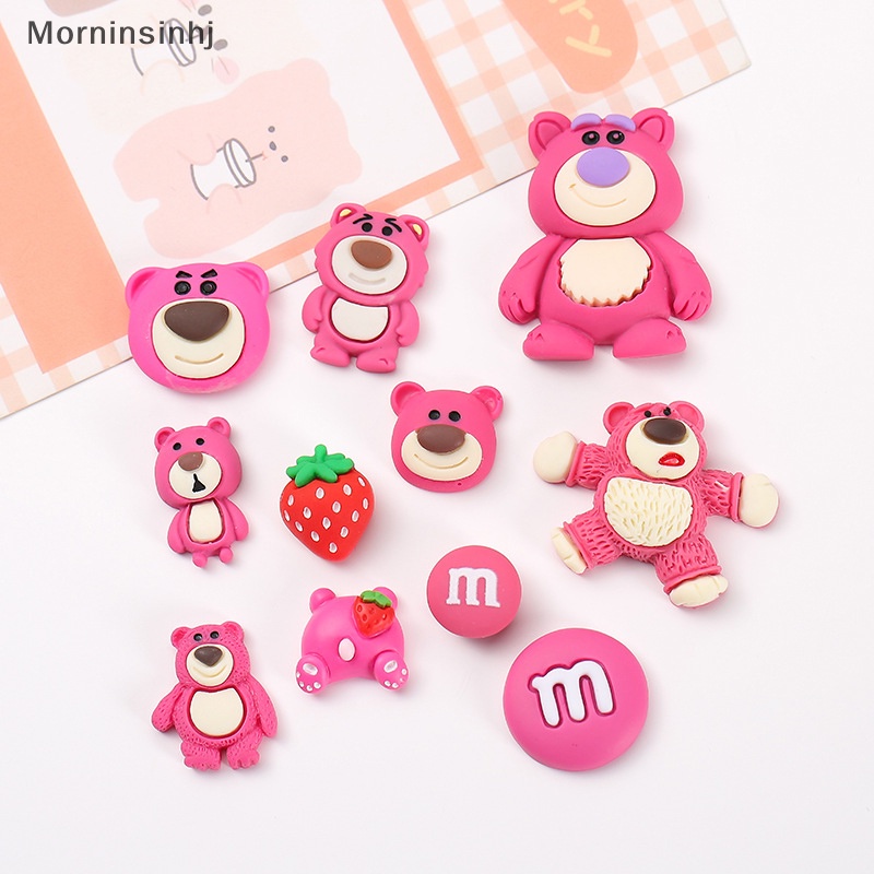 Mornin 1 Pc Mini Kawaii Kartun Strawberry Bear Datar Kembali Resin Hewan Scrapbook DIY Perhiasan Craft Dekorasi Aksesoris id