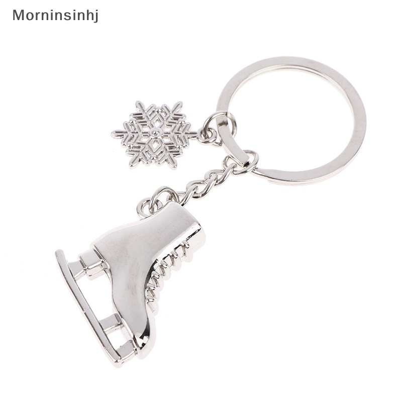 Mornin 1pc Silver Ice Skates Snowflake Pendant Key Ring Skag Gantungan Kunci Keychain id