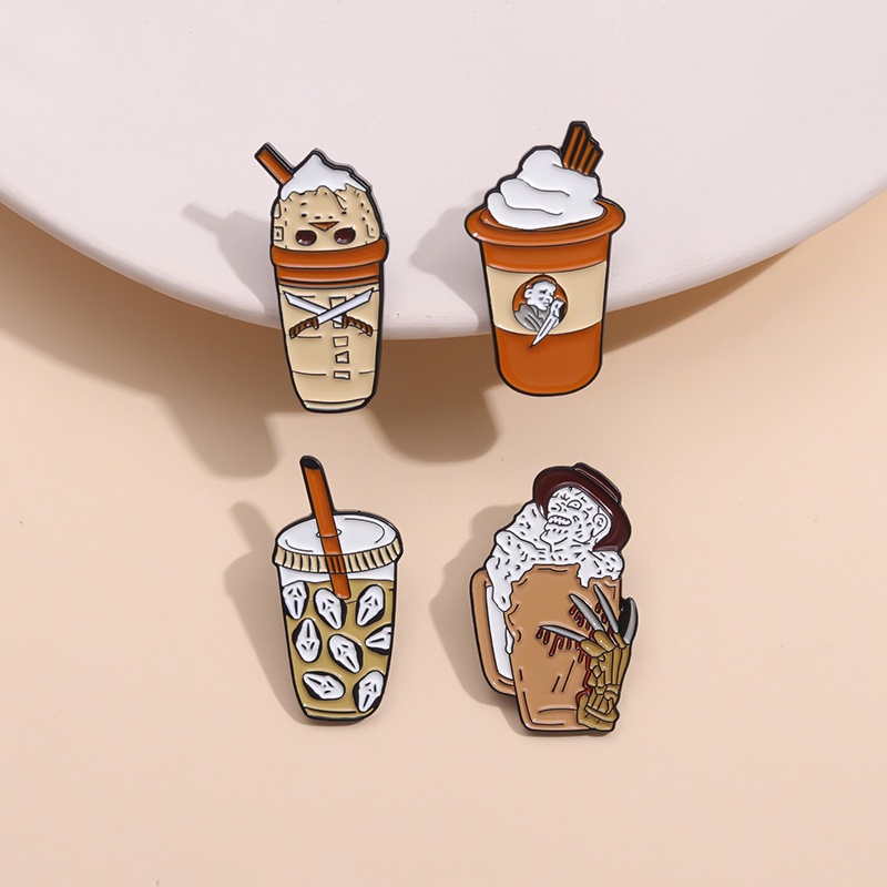 Halloween Tengkorak Enamel Bros Cangkir Kopi Teh Susu Cangkir Kerah Pin Ransel Lencana Hadiah Untuk Teman