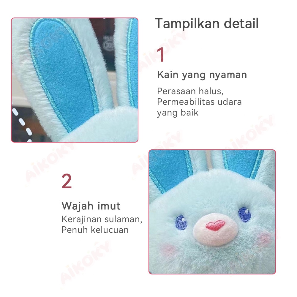 Aikoky Gantungan Kunci Boneka Kelinci Telinga Panjang / Rabbit Doll Plush Toy Keychain