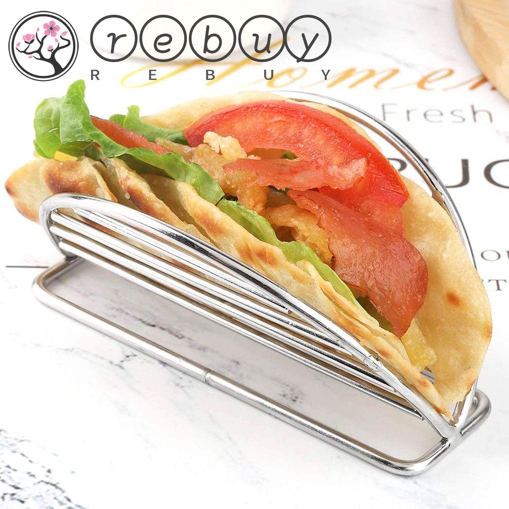 Rebuy Taco Holder Restaurant Grill Piring Nampan Stainless Steel Bentuk Gelombang Yang Nyaman