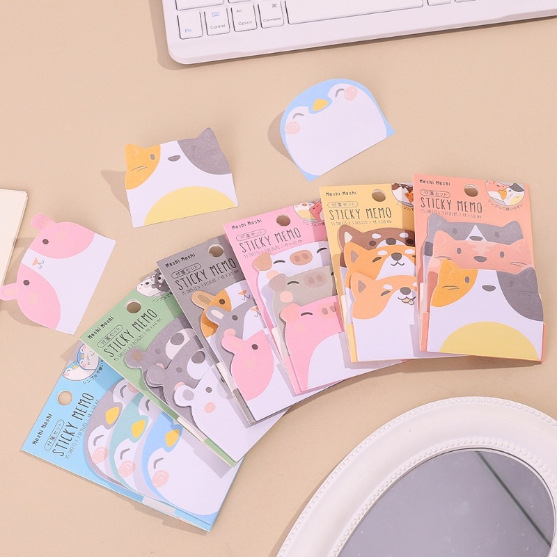 [Harga Grosir]45 Lembar Kartun Hewan Berbentuk Sticky Notes /Kawaii Penguin Beruang Kucing Memo Pads/Siswa Self-adhesive Planner Notepad Stiker/Perlengkapan Alat Tulis Kantor Sekolah