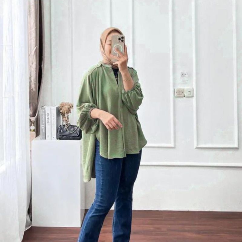 𝐏𝐆𝐌𝐓 • LIVIA KEMEJA BLOUSE OUTER BAHAN CRINKLE AIRFLOW PREMIUM QUALITY