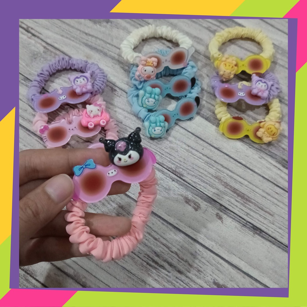 5090 / Paket usaha ikat rambut sanrio + kacamata [ isi 6pcs &amp; 3pcs ]