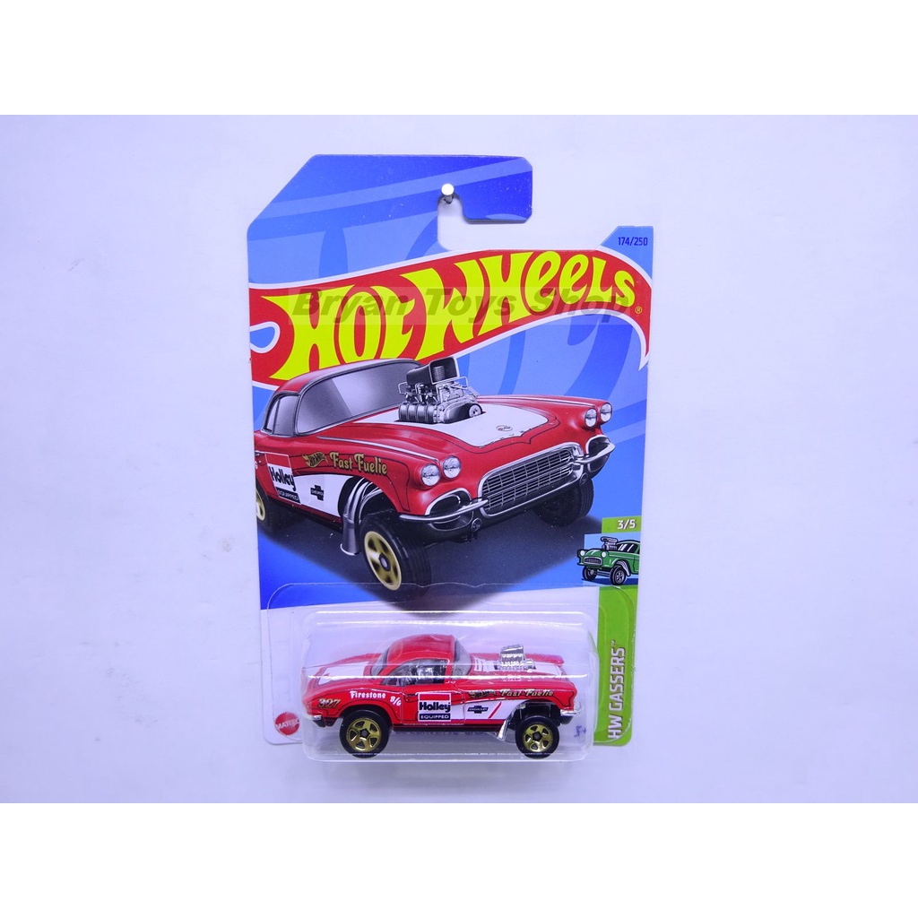 Hot Wheels 62 Corvette Gasser Merah Holley Firestone