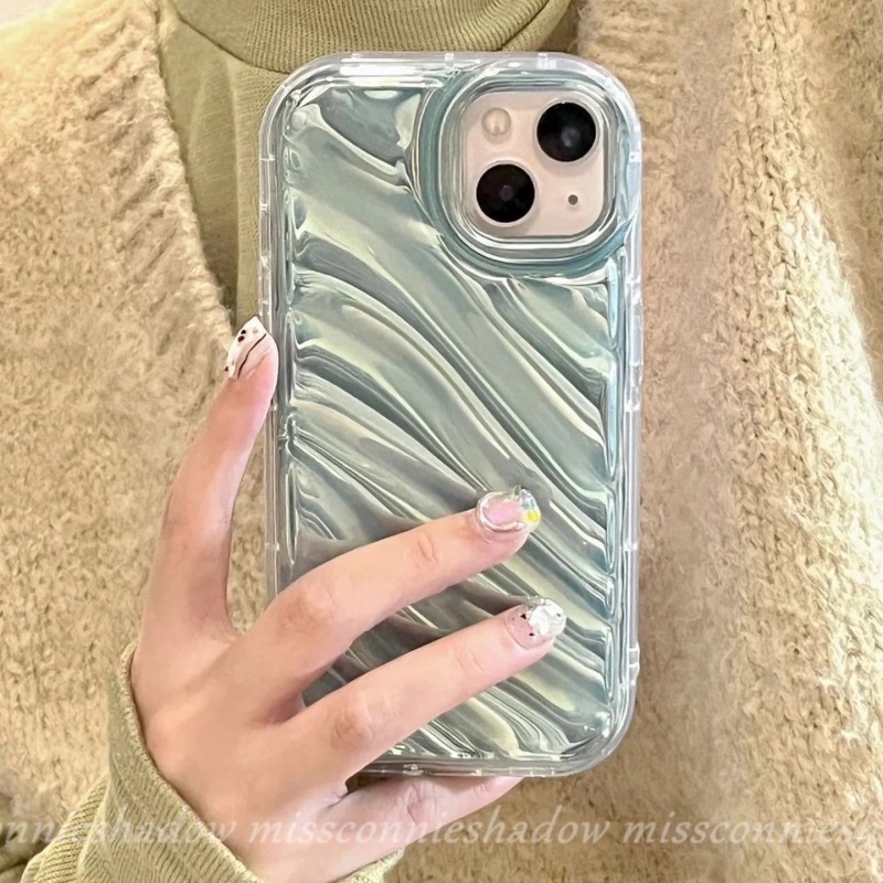 Casing Penutup Belakang 3D Bergelombang Melengkung Shockproof Kompatibel Untuk IPhone XR 6 6S 78 Plus 14 11 13 12 Pro MAX X XS MAX 7Plus 8Plus SE 2020mewah Ins Dazzle Warna Soft Tpu