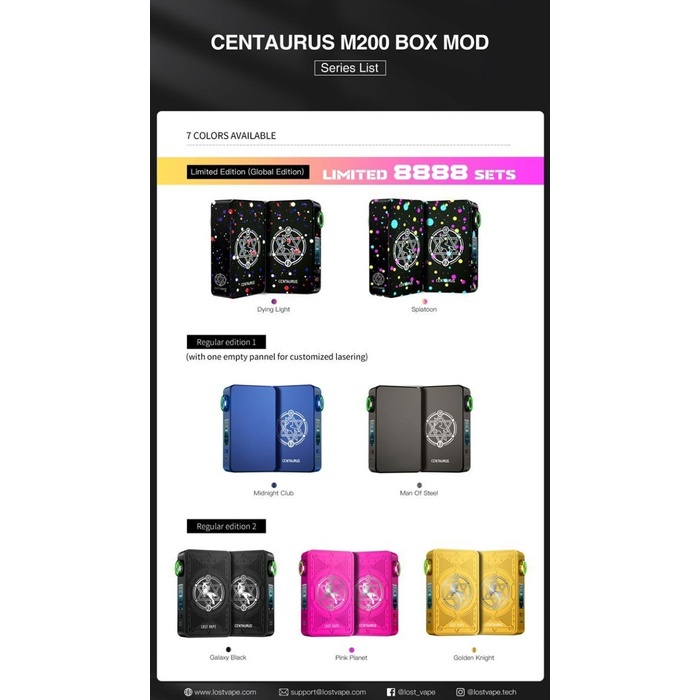 CENTAURUS M200 MOD MAX WATT  200W BY LOST VAPE ( MOD ONLY )