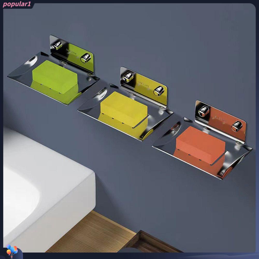 POPULAR Populer Kotak Sabun Kualitas Tinggi Stainless Steel Rak Toilet Tempel Dinding Drain Soap Rack Untuk Kamar Mandi