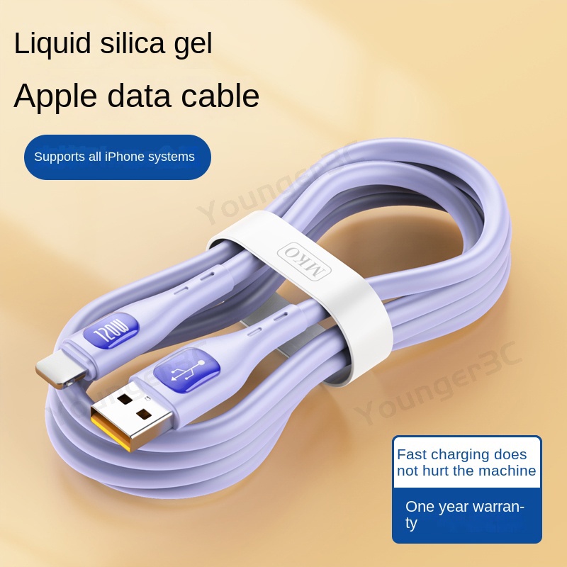 120w Kabel Pengisian Super Cepat USB Flash Charging Cord 6A Kabel Data Ponsel Silikon Cair Untuk ios Tipe C
