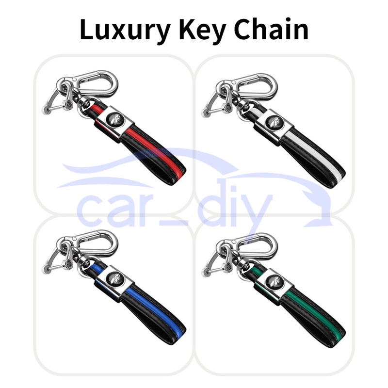 Luxury Leather Keychain Colorful Alloy Metal Key Chain Dengan Logo Mobil Auto Motor Rumah Gantungan Kunci Dekorasi Liontin Kreatif