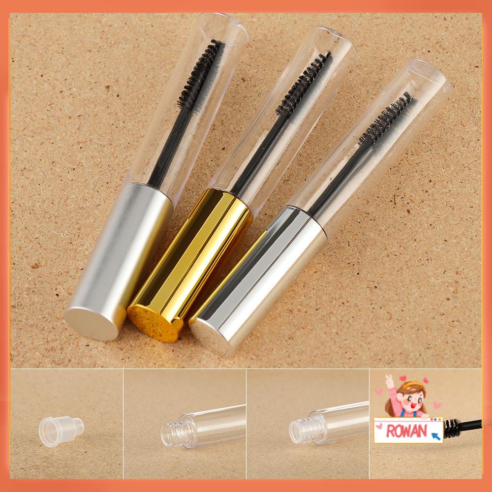 R-FLOWER 2/5 Pcs Tabung Maskara Dengan Kuas Ukuran Travel Portabel DIY Botol Isi Ulang Kosmetik