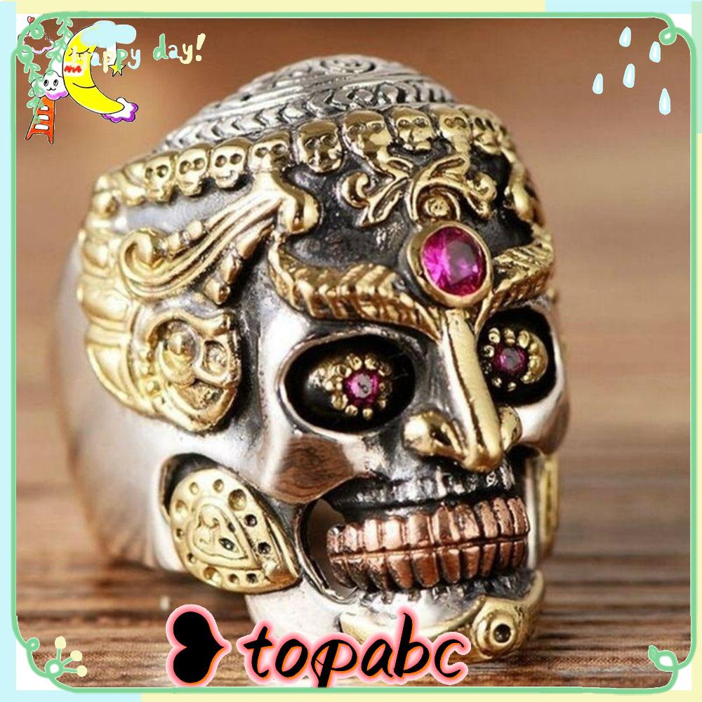 TOP Cincin Tengkorak Zircon Warrior Biker Stainless Steel