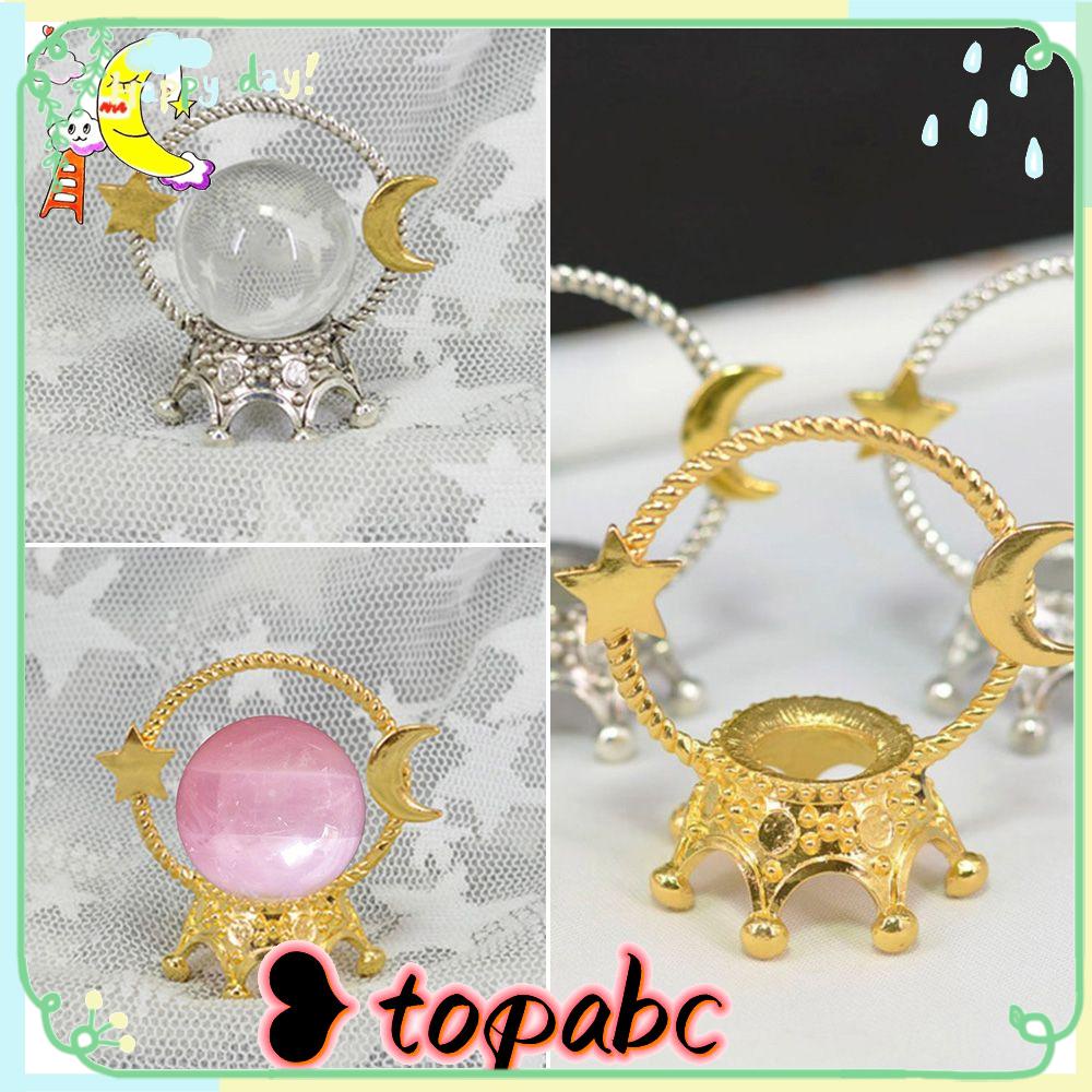 TOP Base Bola Kristal Ornamen Desktop Kreatif Bintang Bulan Bola Kristal Pajangan Berdiri