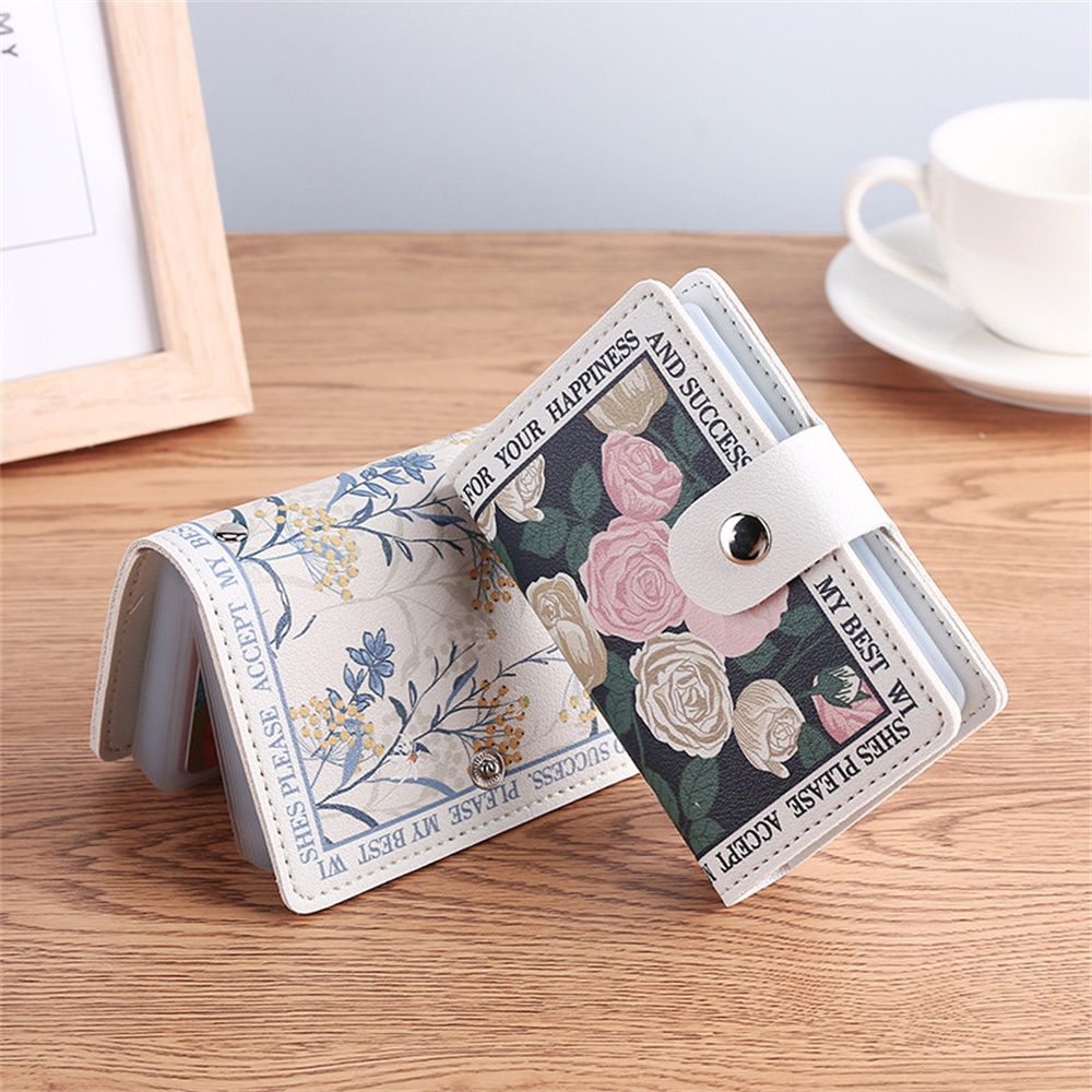 ღ Bunga Animasi Pemegang Kartu Tempat Penyimpanan Kartu Bus Beberapa Slot Kartu Kredit Bank Id Pemegang Kartu Tas Organizer Anti-degaussing