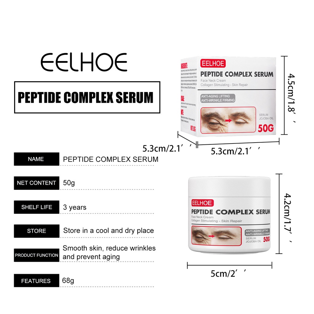 EELHOE Peptide Complex Serum Collagen Face Cream Untuk Pelembab Wajah Pemutih Anti Penuaan Anti kerutan Mengurangi Garis Halus Dan Kantong Mata-50Gr