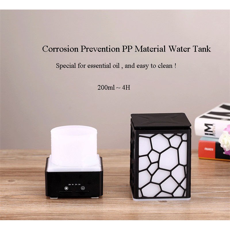 AKN88 - Ultrasonic Water Cube Diffuser Humidifier Essential Oil 7 Colors LED - 200ml