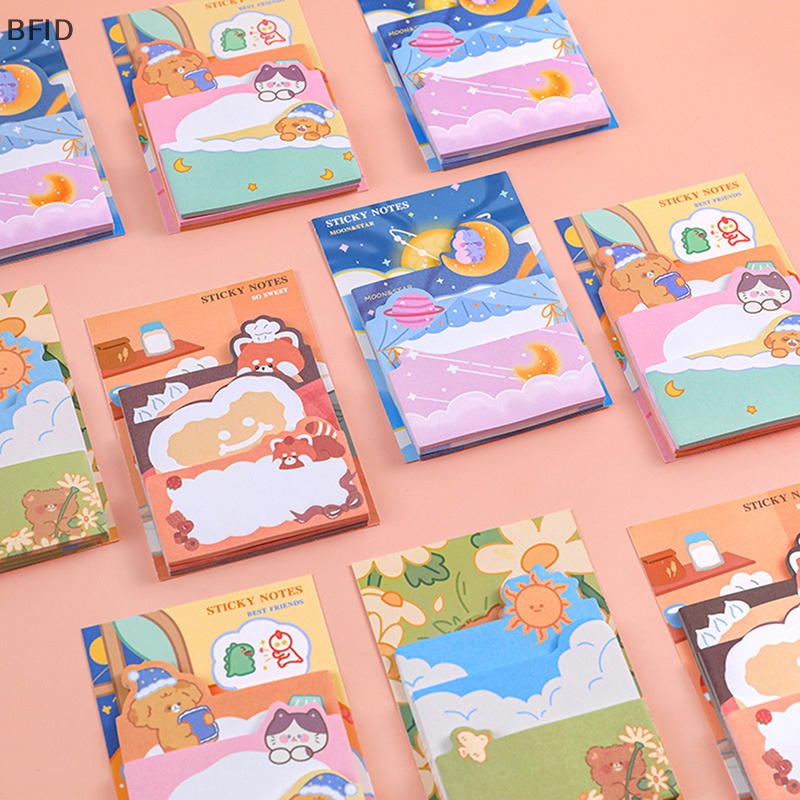 [BFID] 90lembar Kawaii Kartun Beruang Kelinci Sticky Note Pads Perekat Diri Memo Notepad Perlengkapan Kantor Sekolah Alat Tulis Planner [ID]