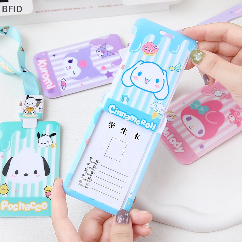 [BFID] Random Kartun Kuromi Purin Dog My Melody Kartu Makan Siswa Lucu Bus Card Holder ID Card Tempat Penyimpanan Kredit Gantungan Kunci Liontin [ID]