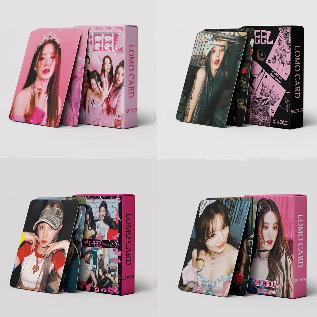 55pcs /box (G)I-DLE Album I FEEL Photocards SHUHUA YUQI MINNIE SOYEON MIYEON Kartu GIDLE Kpop Member Postcards