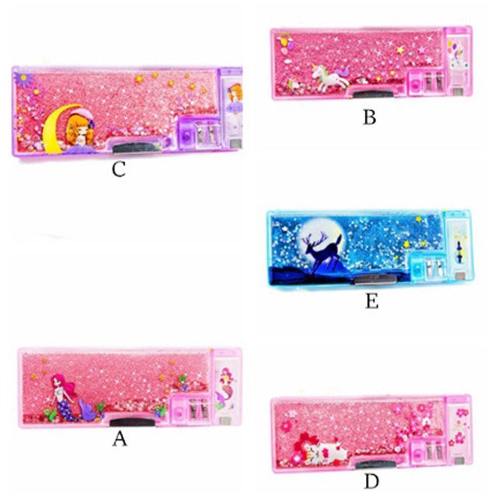 Stationery Box, Pink Quicksand Pencil Case, Girls