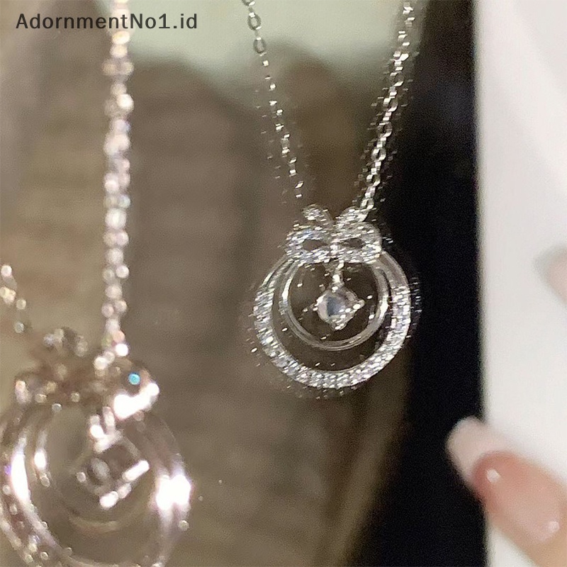 [AdornmentNo1] Kristal mengkilap ikatan simpul bulat berongga kalung Exquisite rantai klavikula Fashion kalung untuk wanita trendi Aesthetic perhiasan