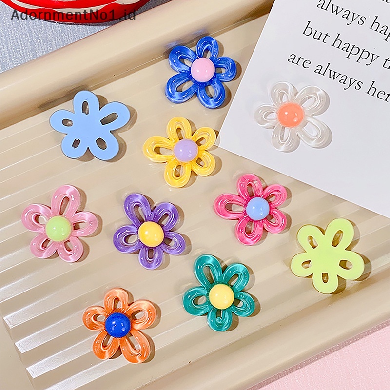 [AdornmentNo1] 10pcs Colorful transparan Hollow bunga Resin aksesoris Kawaii DIY Scrapbooking dekor Phone Case kotak penyimpanan bahan Patch