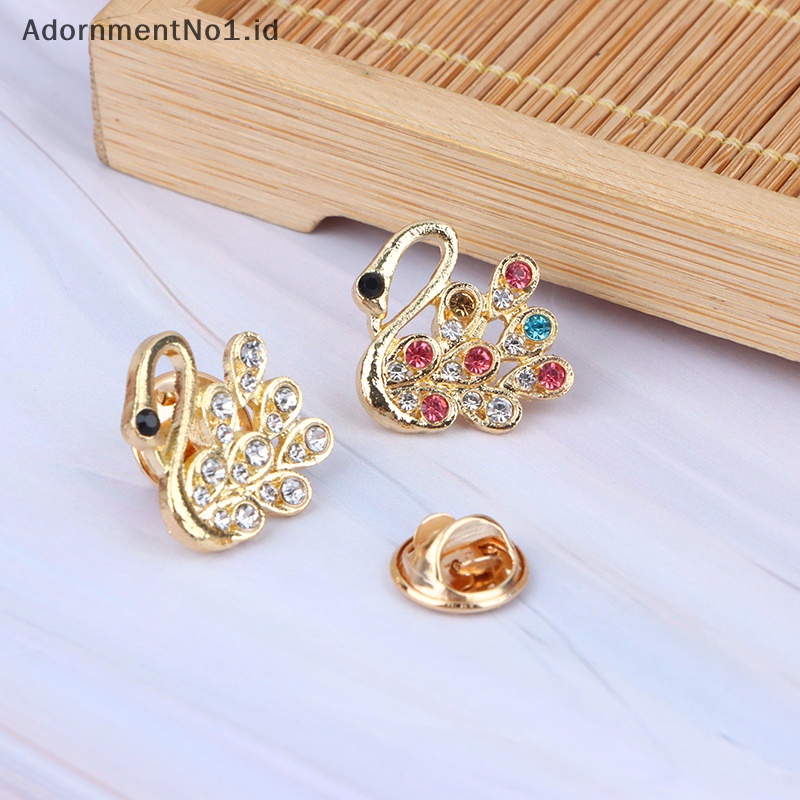 [AdornmentNo1] Berlian imitasi Swan bros untuk wanita hewan Pin elegan pernikahan aksesoris jas perhiasan High Quality