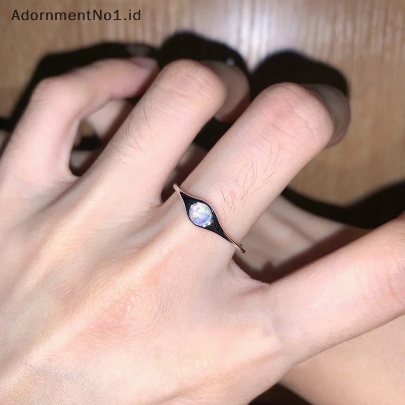 [AdornmentNo1] Salib Opal cincin batu alam cincin untuk wanita pria cincin pasangan batu bulan geometris cincin Unisex perhiasan