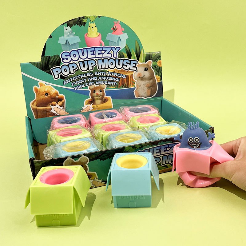 Soueezy pop up Squish Mouse Mainan Tupai Karet Mainan Remas Tupai Lucu
