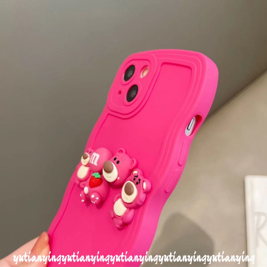 Shockproof Simple Wave Edge Bead Bracelet Case Compatible for IPhone 7 6s 8 6 Plus XR XS X MAX 11 13 12 14 Pro Max SE 2020 3D Cute Lotso Decor Soft Back Case with Heart Bracelet