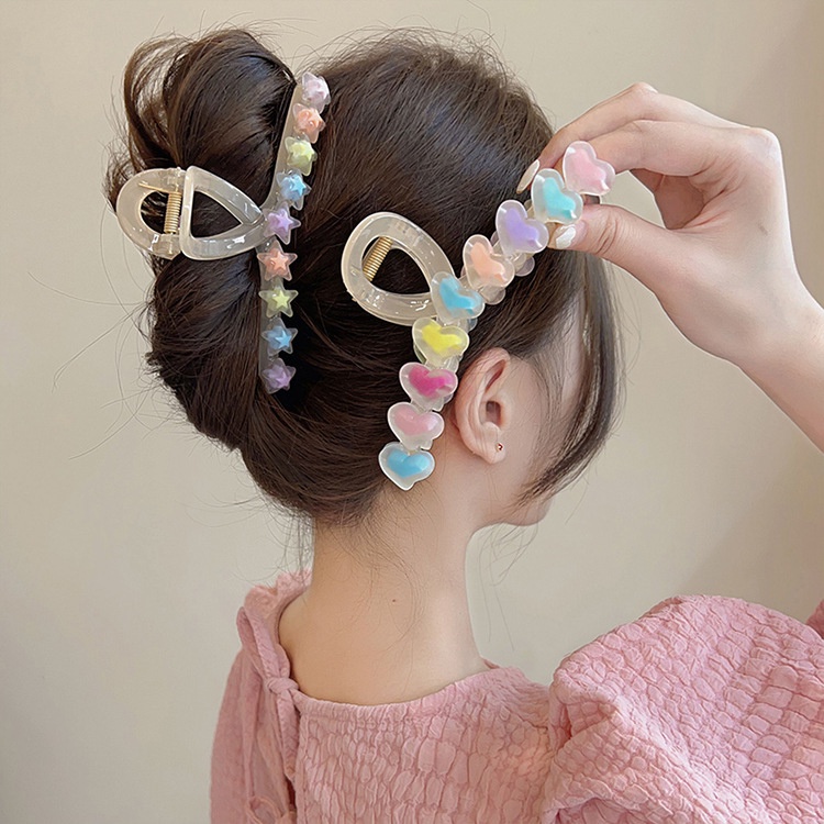 Korea Permen Warna Cinta Bintang Jepit Rambut Gadis Manis Plastik Jepit Rambut Pisang Klip Woman Aksesoris Rambut
