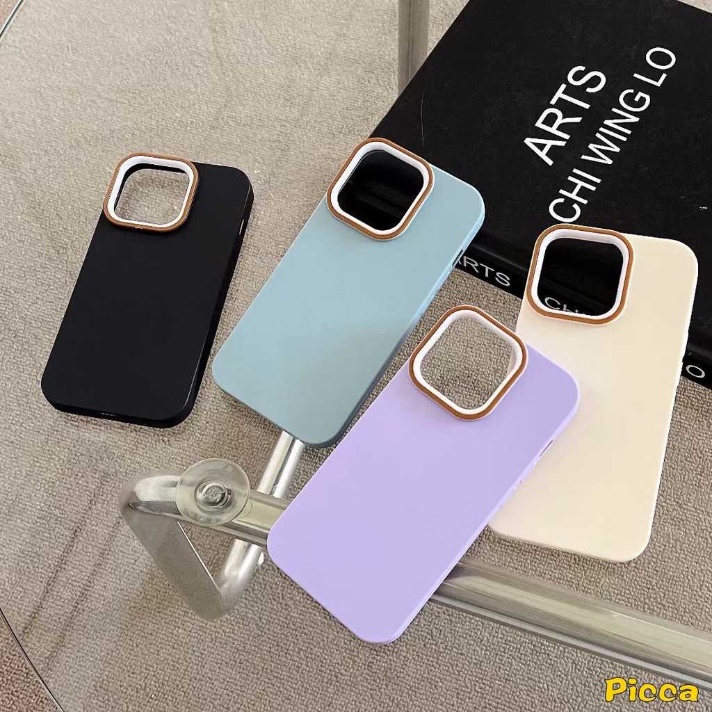 Ins Luxury Macaron Candy Color Case Kompatibel Untuk IPhone 11xr 7Plus 11 14 13 12 Pro MAX 8Plus 6 6S 7 8 Plus X XS MAX SE 2020warna Solid Menebal Shockproof Simple Cover