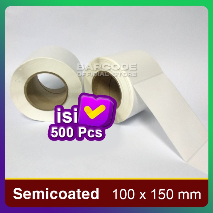 

KERTAS STICKER LABEL PRINTER BARCODE 100X150 MM SEMICOATED CORE BESAR PST79