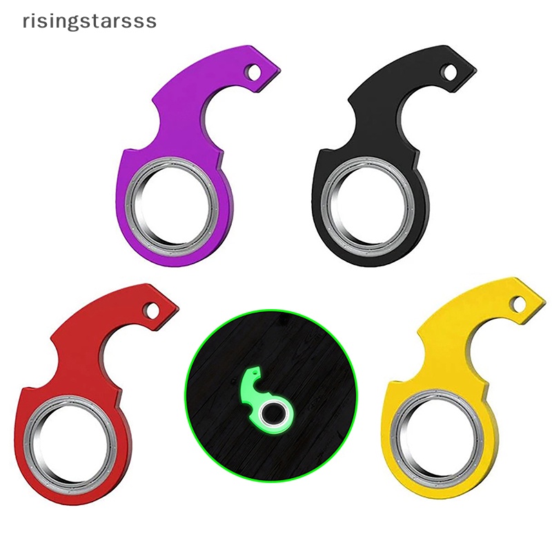 Outdoor Kid Ujung Jari Berputar Keyring Spinner Stress Mainan Logam idget Jari Keyring Baru