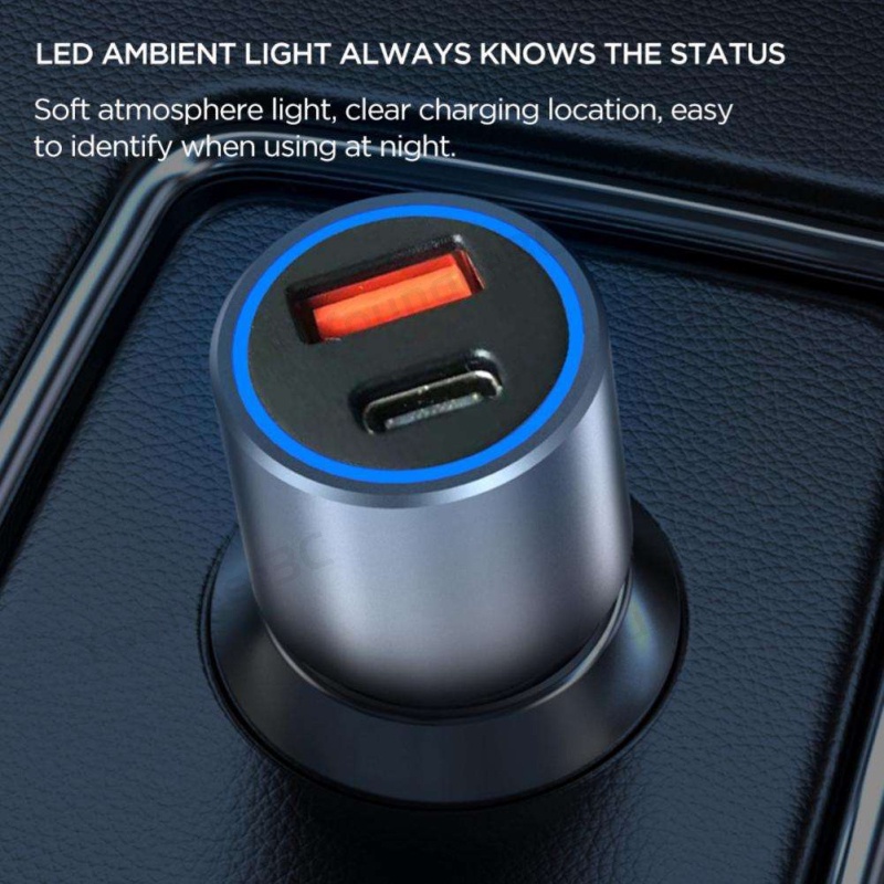 Alloy PD 20W Super Fast Charging Travel Adapter Metal QC+PD Charger Kendaraan Dual Port QC 3.0 Type C Travel Charging Adoptor