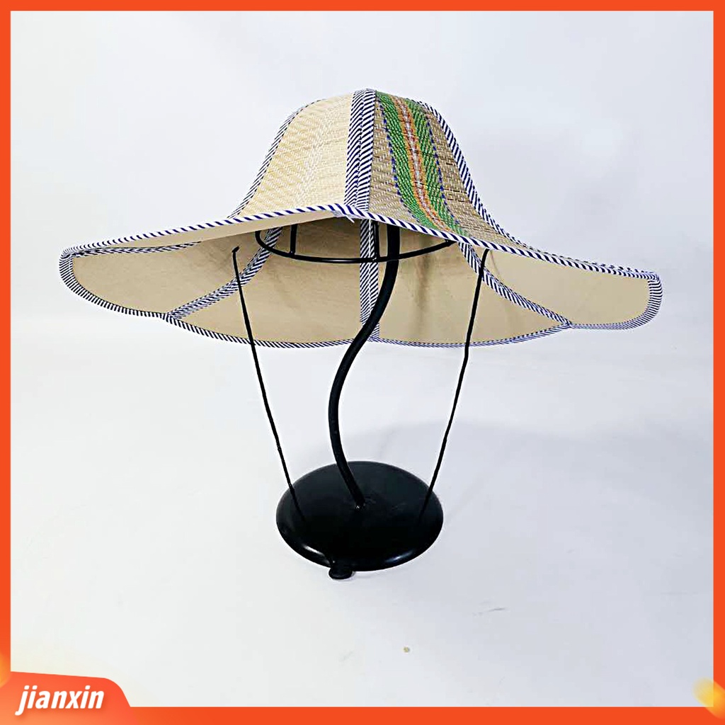 (In Stock) Topi Mancing Lipat Pelindung Matahari Hitam Serut Pinggiran Lebar Unisex Topi Jerami Pancing Untuk Outdoor