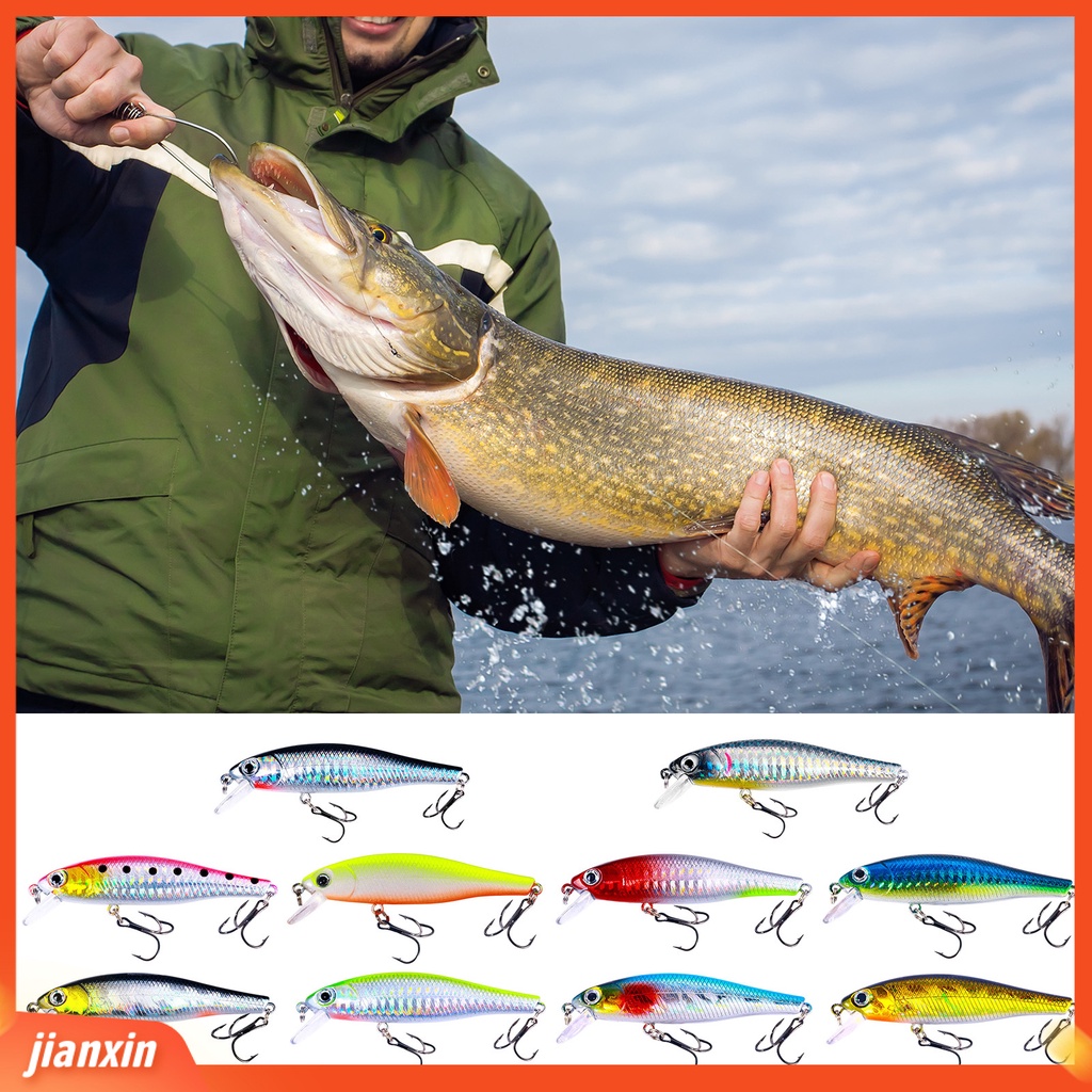 (In Stock) 8.8 cm Bionic Umpan 3D Simulasi Fisheyes Treble Hook Menggoda Realistis Mengambang Ikan Kecil Umpan Palsu Memancing Luar Ruangan