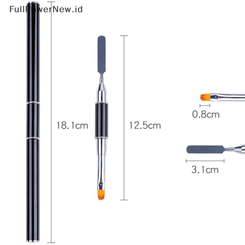 Power Dual Ended Nail Art Brushes Acrylic Gel Extension Kuas Bunga Alat Manikur ID