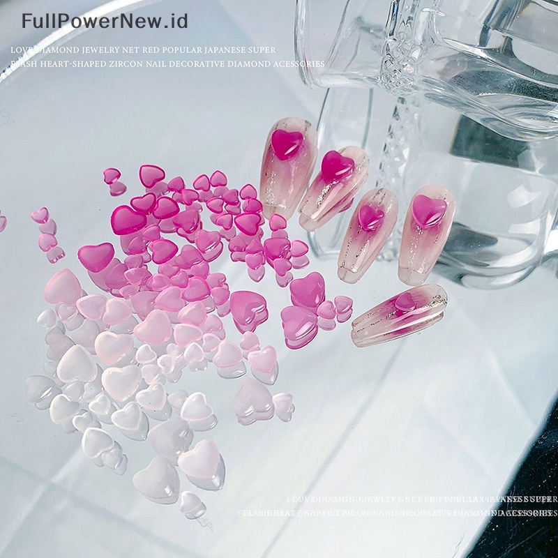 Power 100Pcs UV Sensitive Heart Nail Art Dekorasi Cahaya Berubah Warna Rhinestones ID