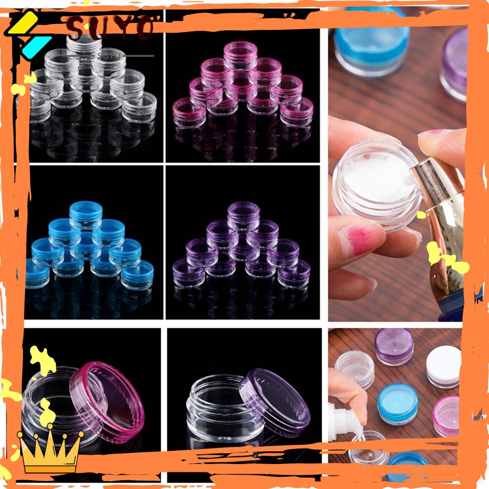 SUYO 10pcs Toples Krim Wajah Warna Warni Kotak Mini Lip Balm Pot Botol Kosmetik