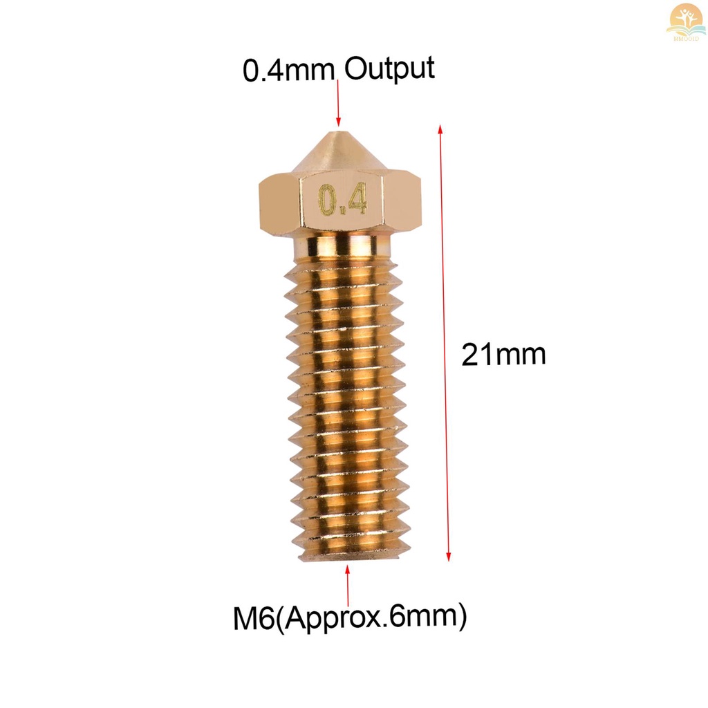 In Stock 3pcs 3D Printer Extruder Kuningan Volcano Nozzle M6 Thread Kepala Printer 0.4mm Output Untuk Sidewinder X1 TEVO Little Monster 1.75mm Filamen