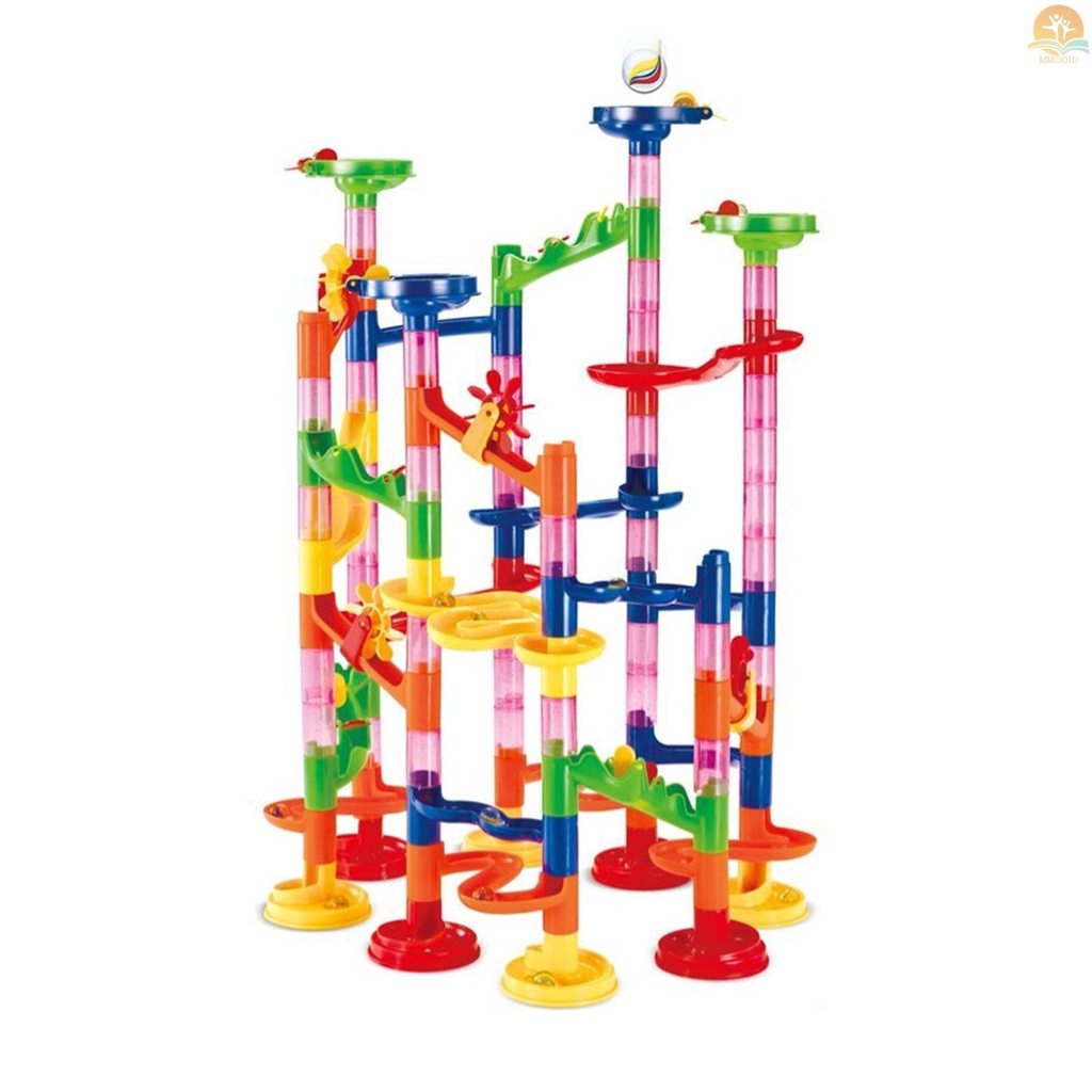 In Stock Konstruksi Marble Run Race Track DIY Bangunan Kereta Api 105buah Set Anak 3D Maze Ball Roll Mainan Anak Hadiah Natal